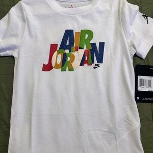 Jordan Kids White Tee with Multicolor Logo
